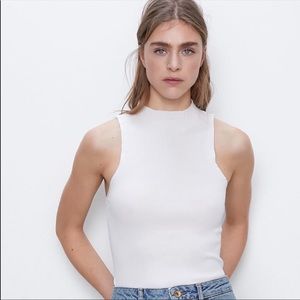 Zara | Tops | Zara White Ribbed Tank Top M | Poshmark